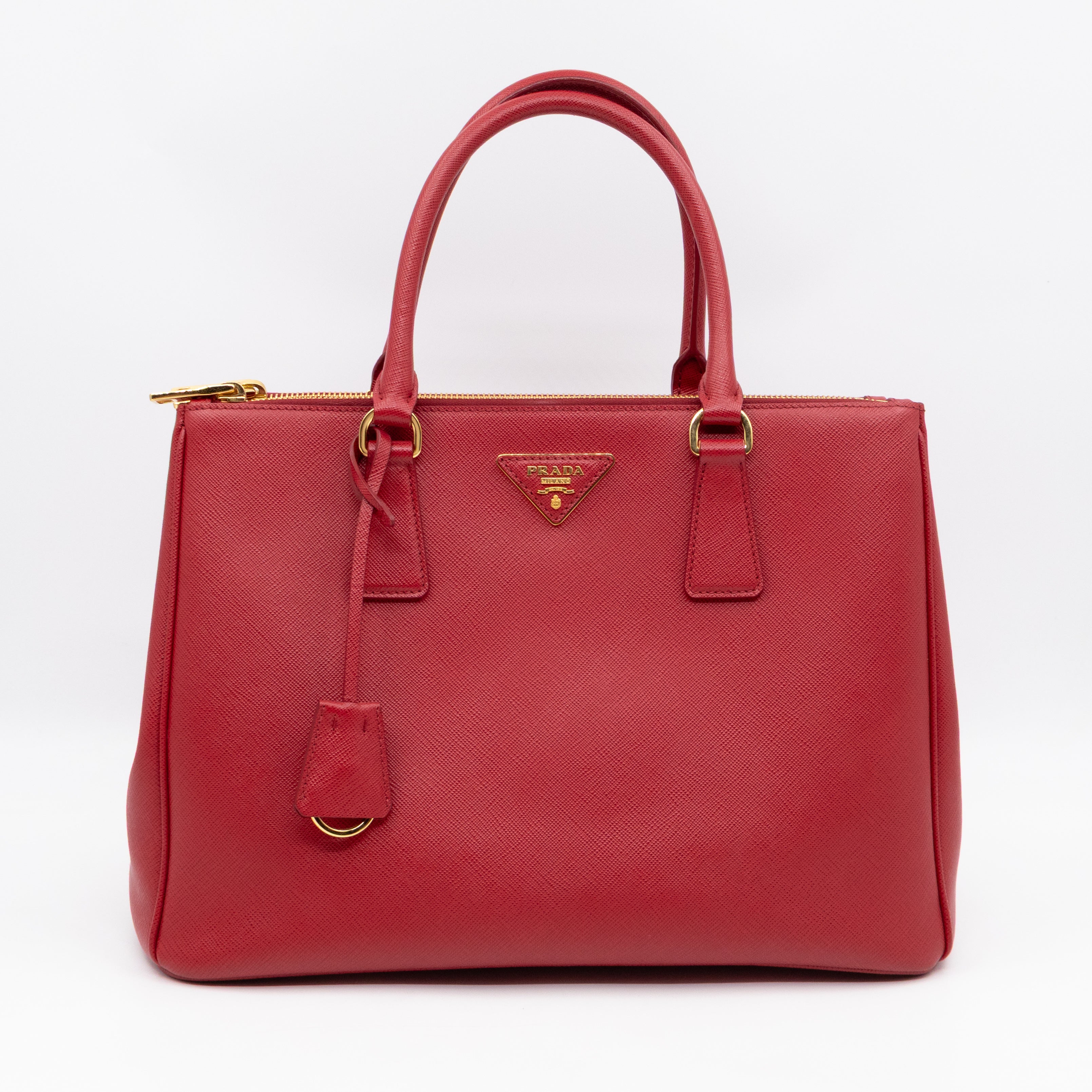 Galleria Large Double Zip Red Saffiano Leather