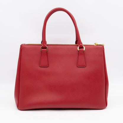 Galleria Large Double Zip Red Saffiano Leather
