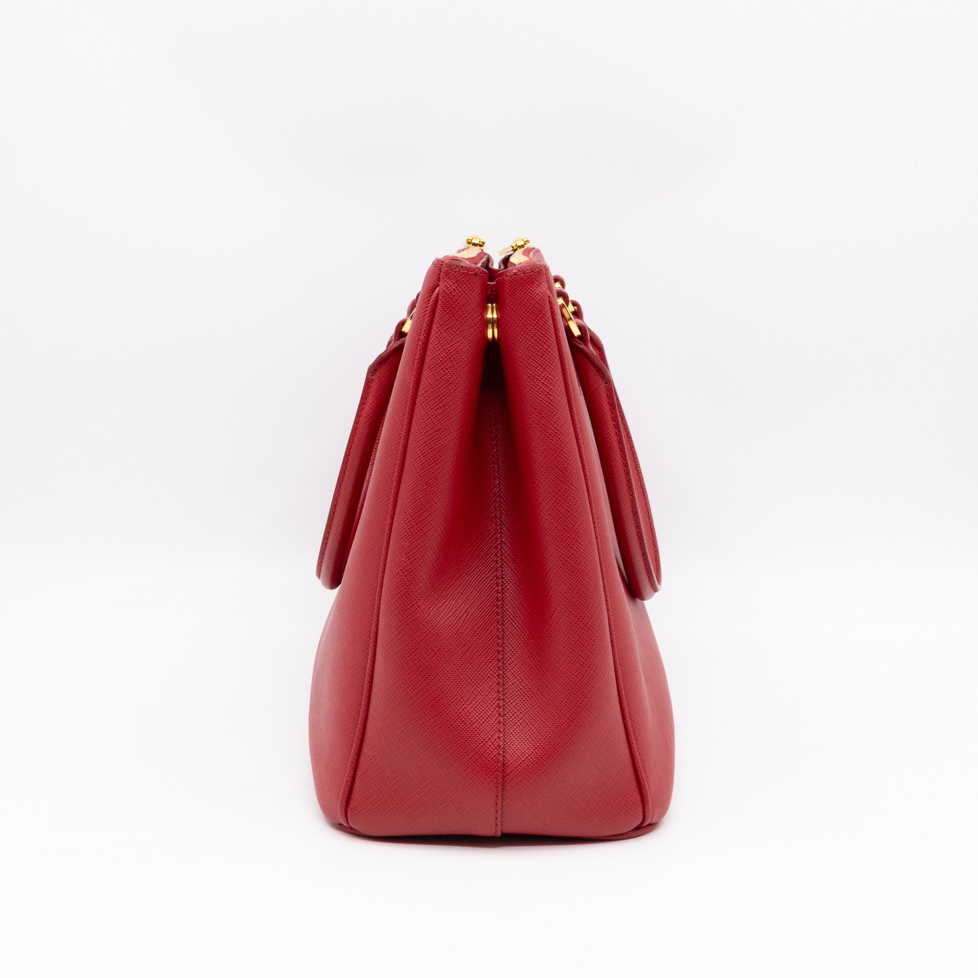 Galleria Large Double Zip Red Saffiano Leather