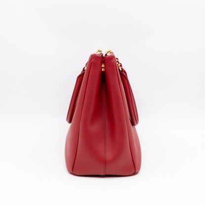Galleria Large Double Zip Red Saffiano Leather