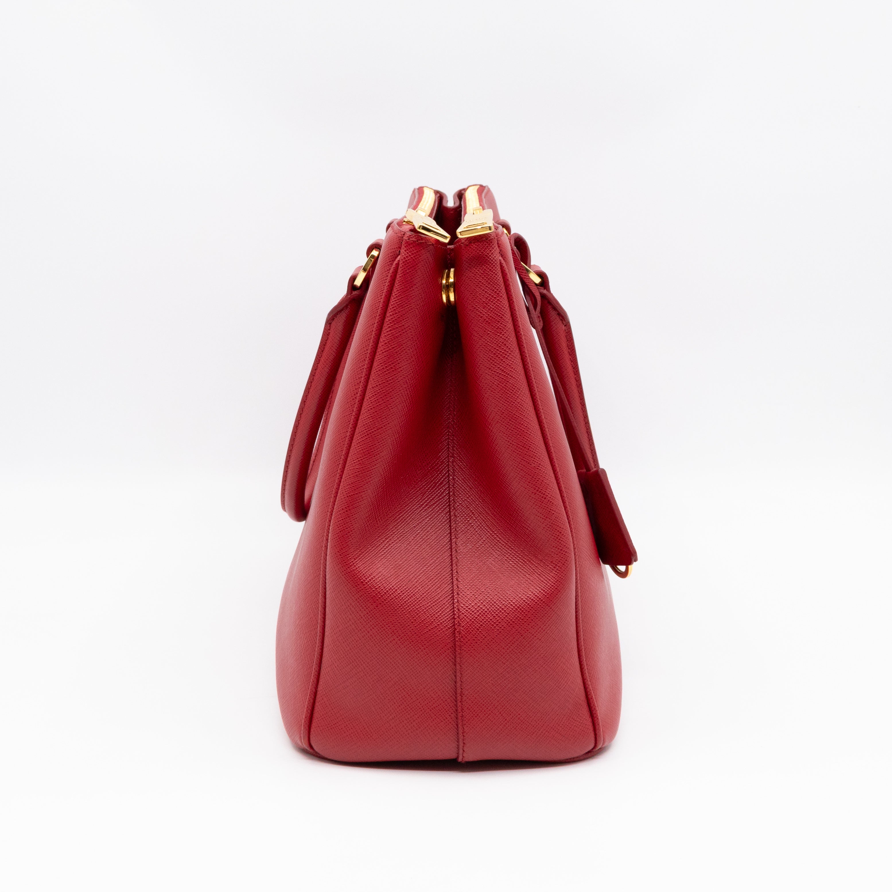Galleria Large Double Zip Red Saffiano Leather