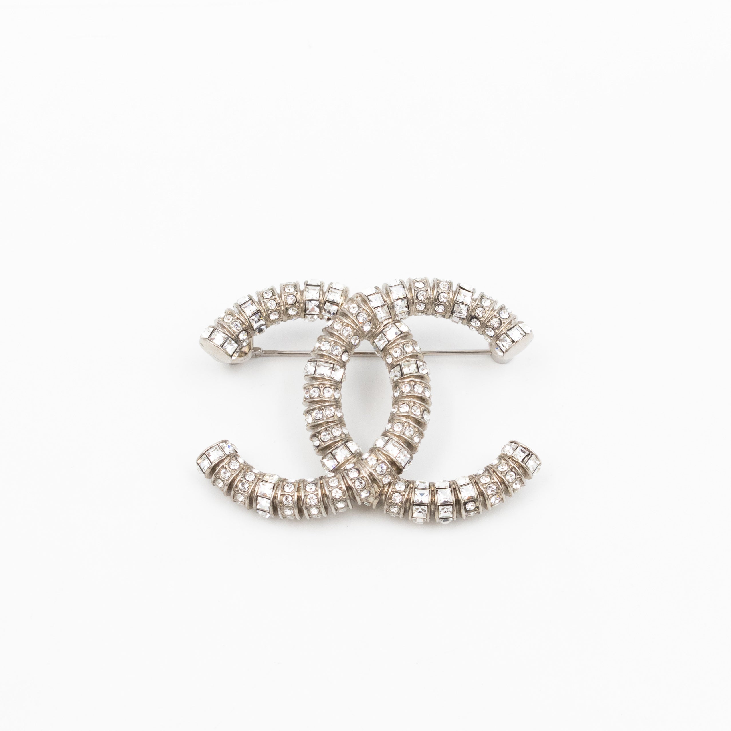 CC Crystal Silver-tone Brooch