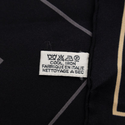 CC Logo Silk Square Scarf Black & White 90 cm
