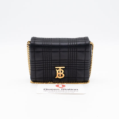 Micro Lola Shoulder Bag Black Quilted Leather