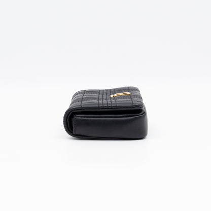 Micro Lola Shoulder Bag Black Quilted Leather