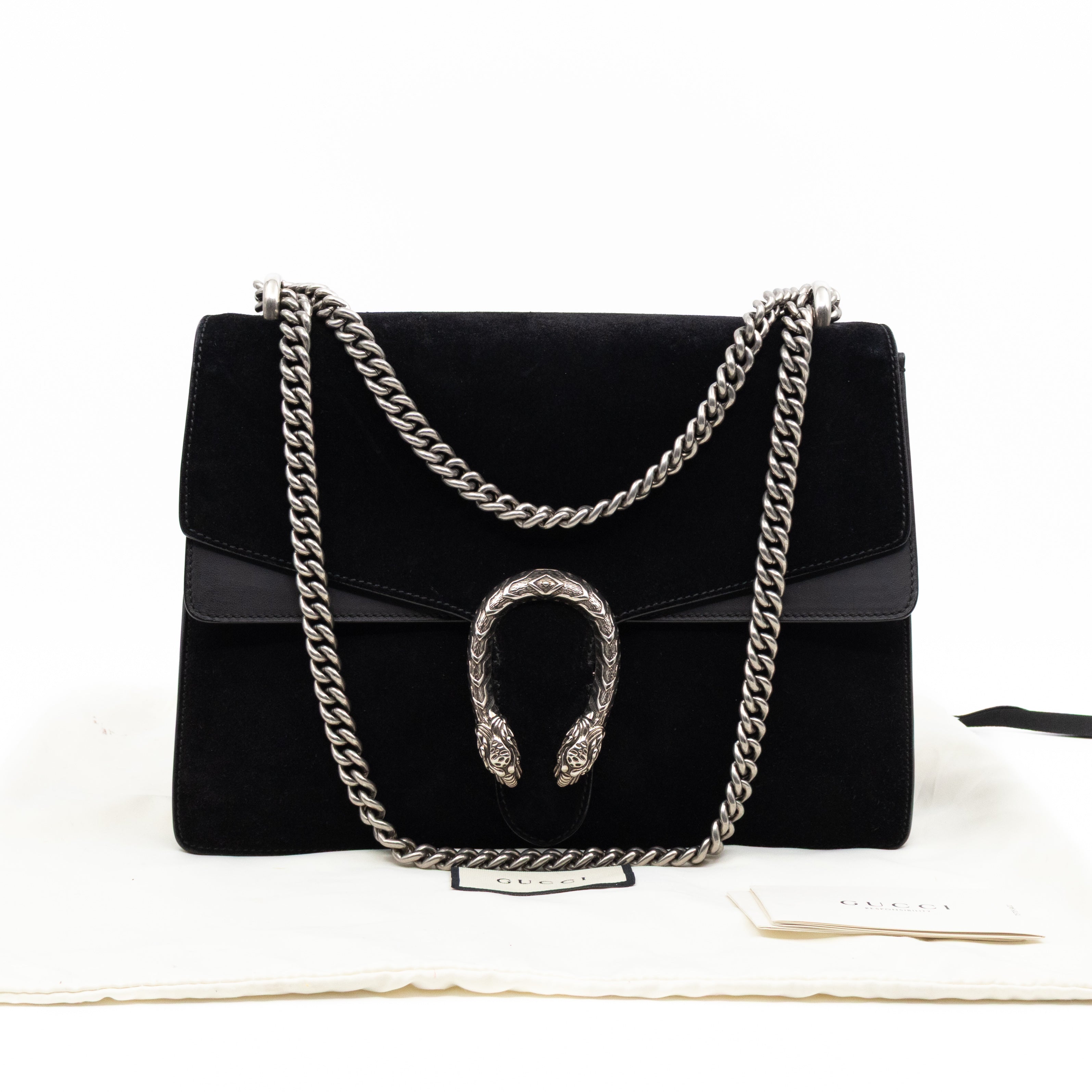 Dionysus Medium Black Suede Leather