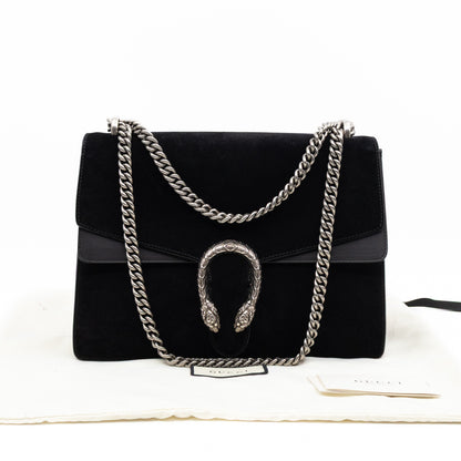 Dionysus Medium Black Suede Leather