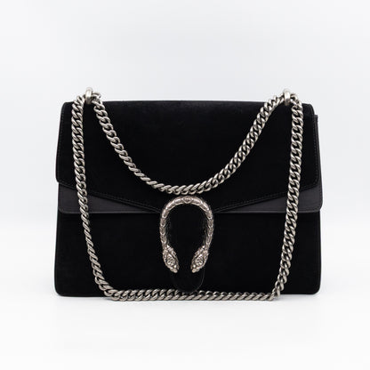 Dionysus Medium Black Suede Leather