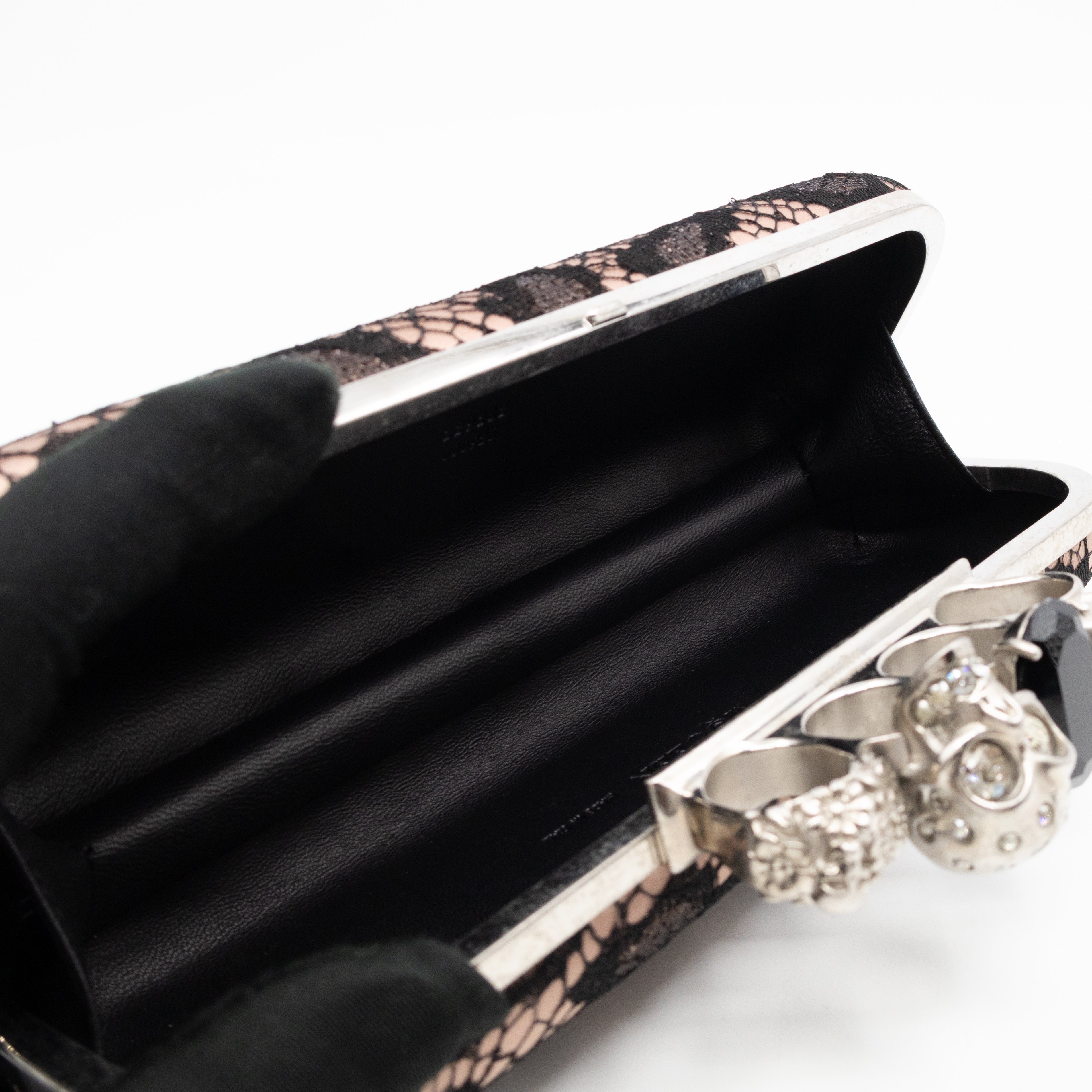 Long Skull Knuckle Clutch  Leopard Lace Pink