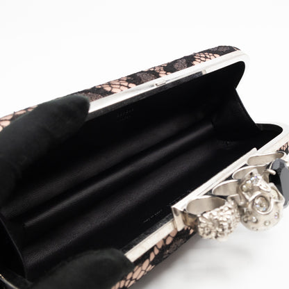 Long Skull Knuckle Clutch  Leopard Lace Pink