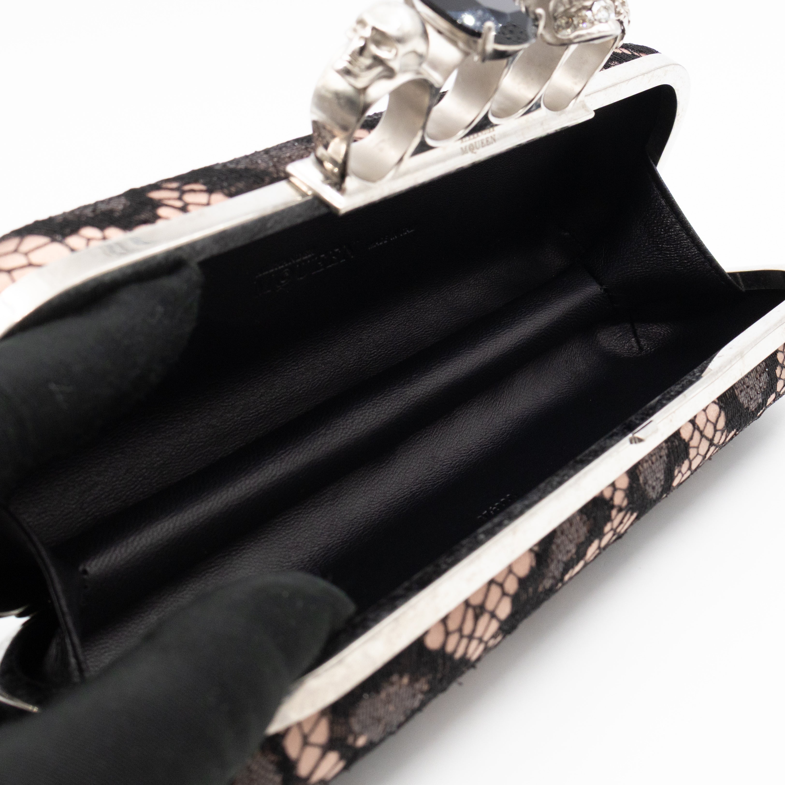 Long Skull Knuckle Clutch  Leopard Lace Pink