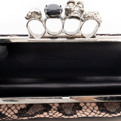Long Skull Knuckle Clutch  Leopard Lace Pink