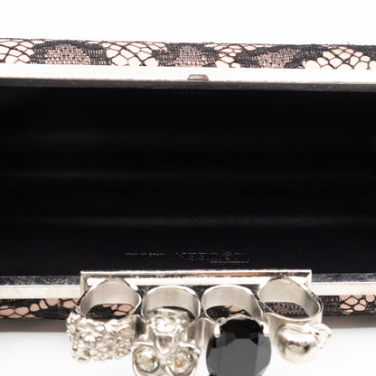 Long Skull Knuckle Clutch  Leopard Lace Pink