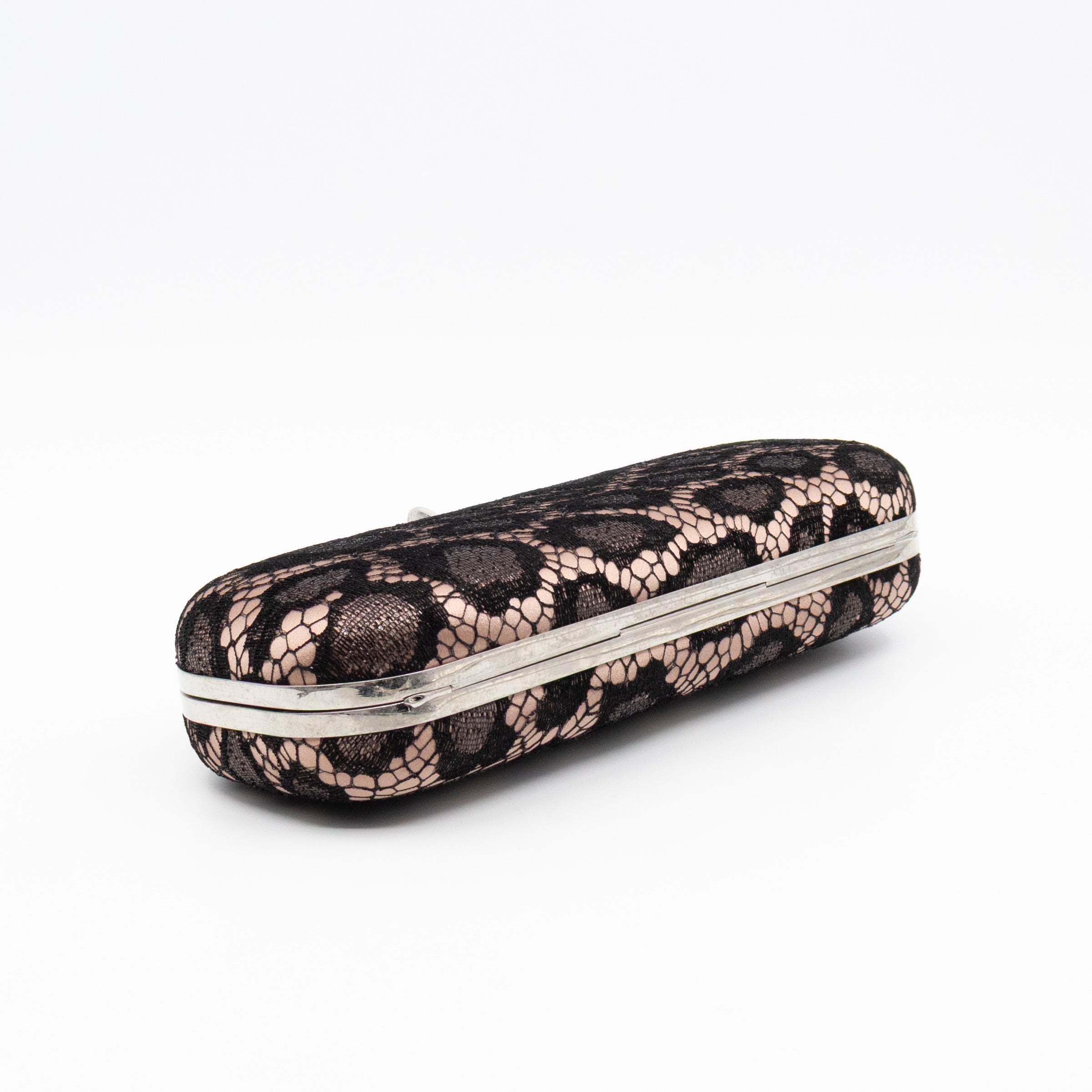 Long Skull Knuckle Clutch  Leopard Lace Pink