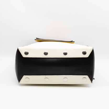 Studded Maple Tote Black & White Smooth Leather