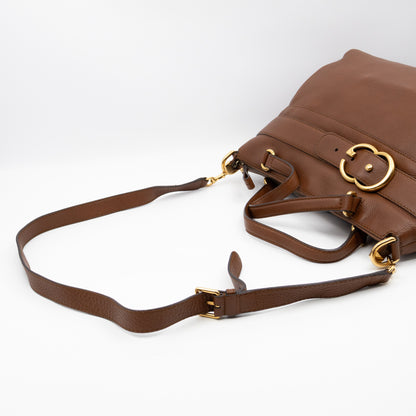 Ride Top Handle Tote Bag Brown Leather