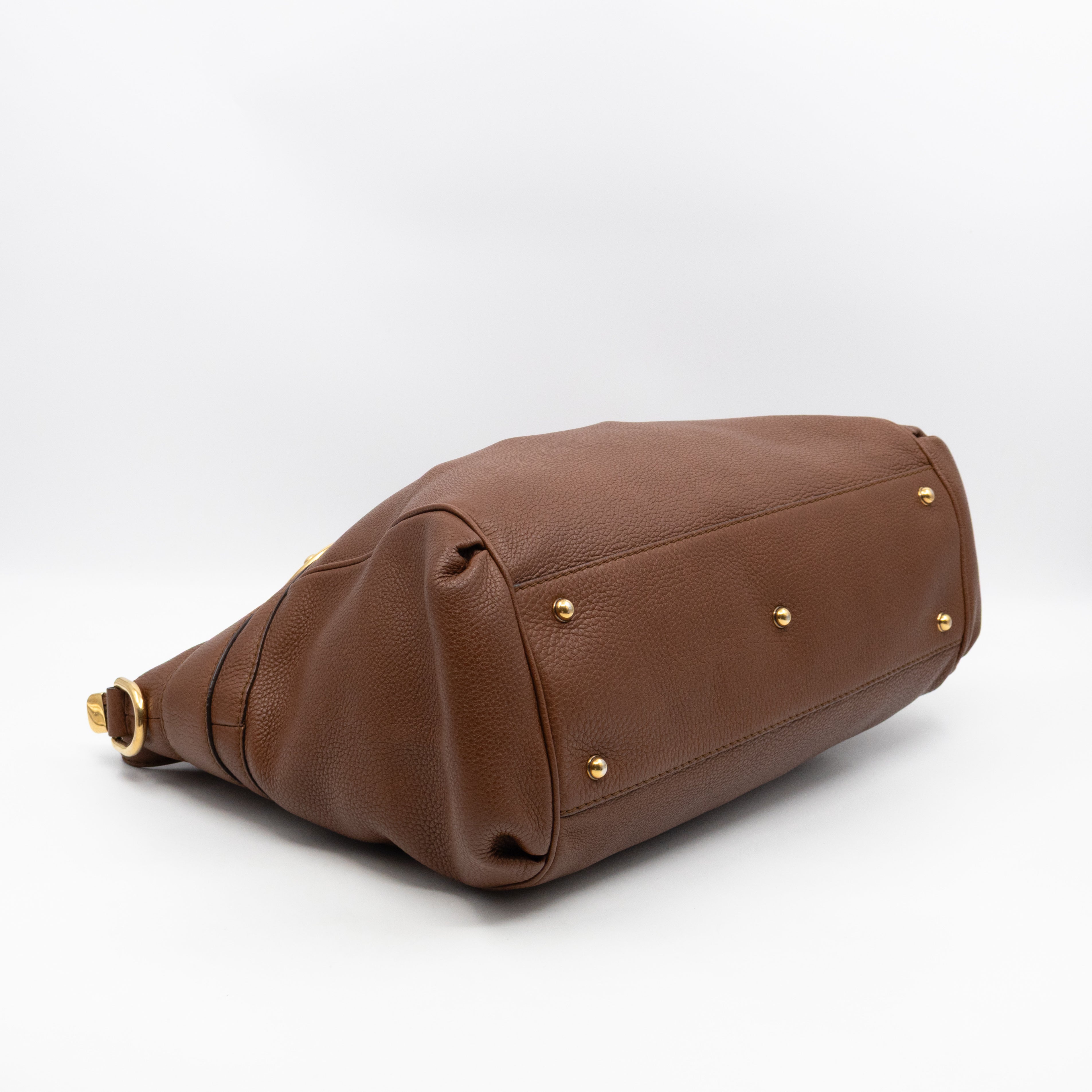 Ride Top Handle Tote Bag Brown Leather