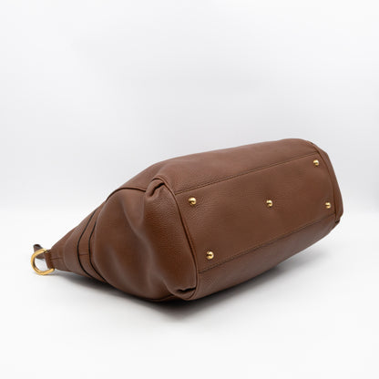 Ride Top Handle Tote Bag Brown Leather
