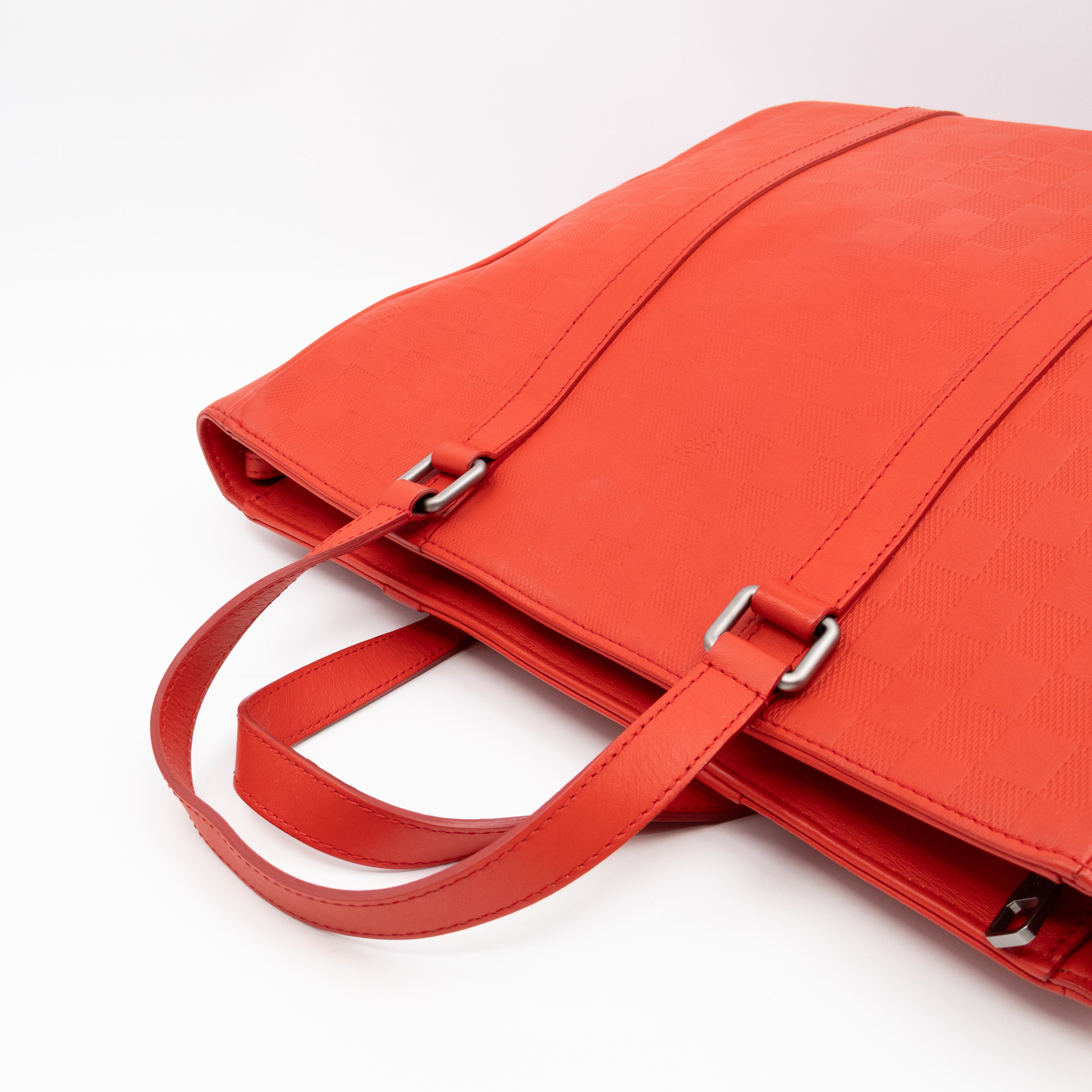 Tadao PM Tote Bag Red Damier Infini Leather