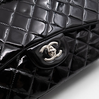 Classic Double Flap Jumbo Black Patent Leather
