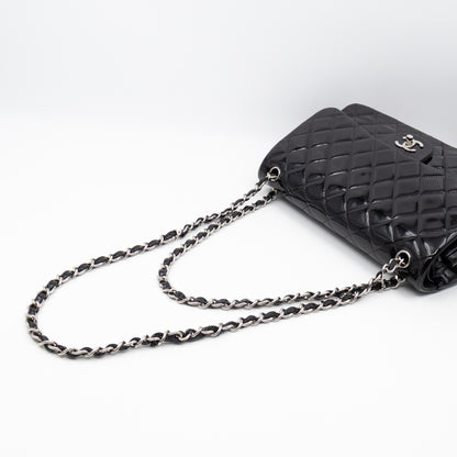 Classic Double Flap Jumbo Black Patent Leather