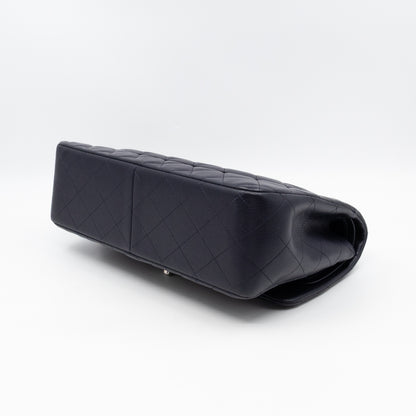 Classic Double Flap Jumbo Navy Soft Caviar Leather Silver