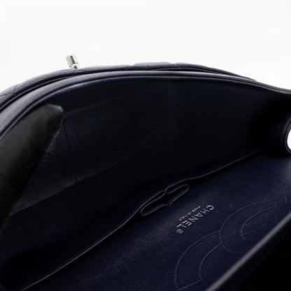 Classic Double Flap Jumbo Navy Soft Caviar Leather Silver