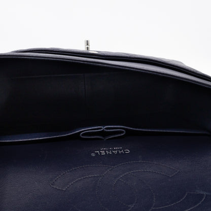 Classic Double Flap Jumbo Navy Soft Caviar Leather Silver