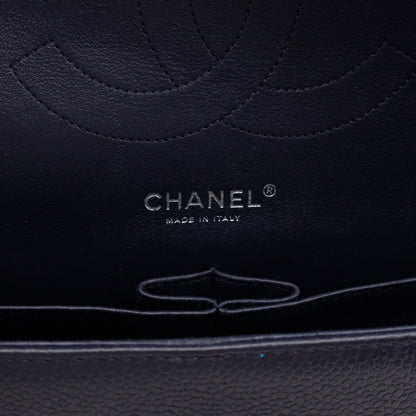 Classic Double Flap Jumbo Navy Soft Caviar Leather Silver
