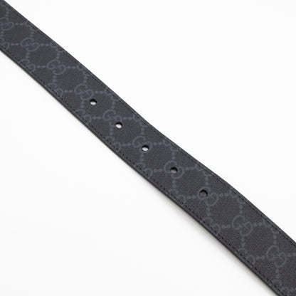 Square Buckle Belt Black GG Supreme Leather 95/38