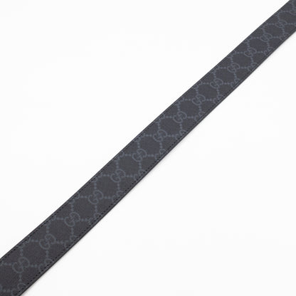 Square Buckle Belt Black GG Supreme Leather 95/38