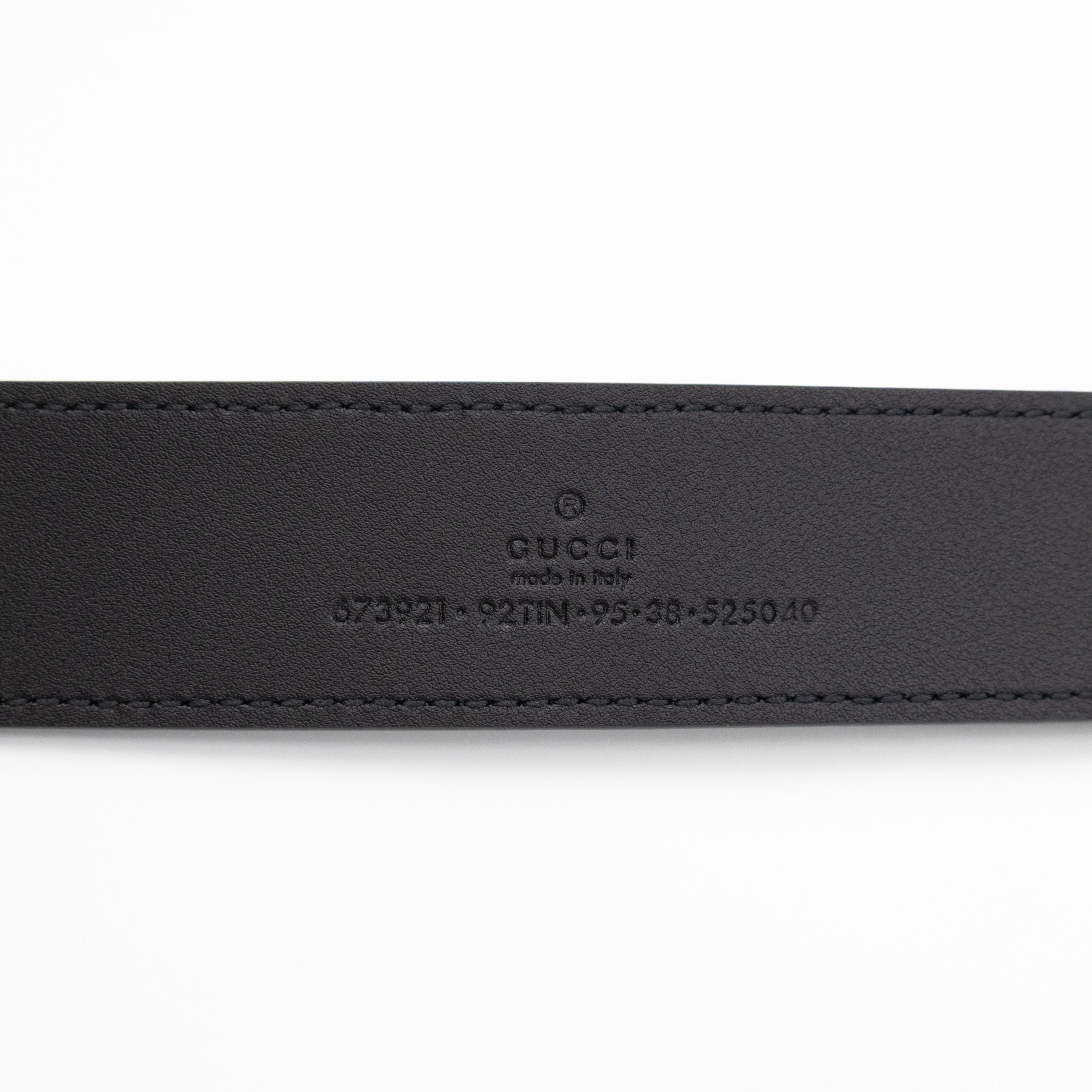 Square Buckle Belt Black GG Supreme Leather 95/38
