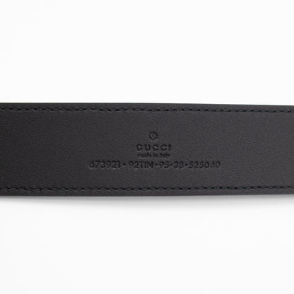 Square Buckle Belt Black GG Supreme Leather 95/38