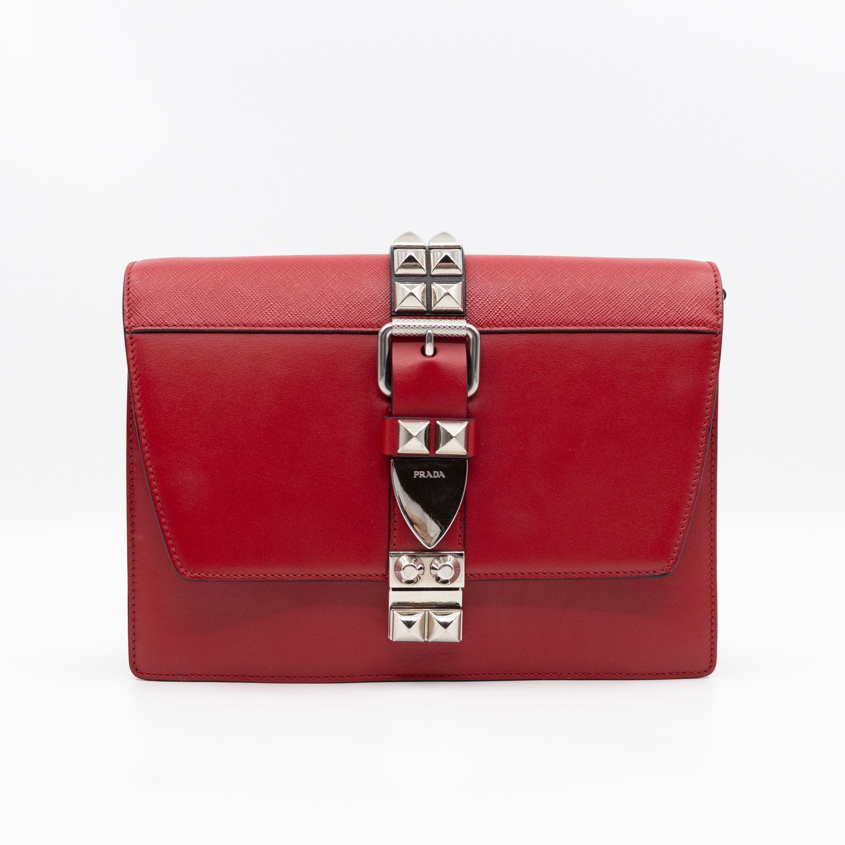 Elektra Studded Small Crossbody Bag Red Leather