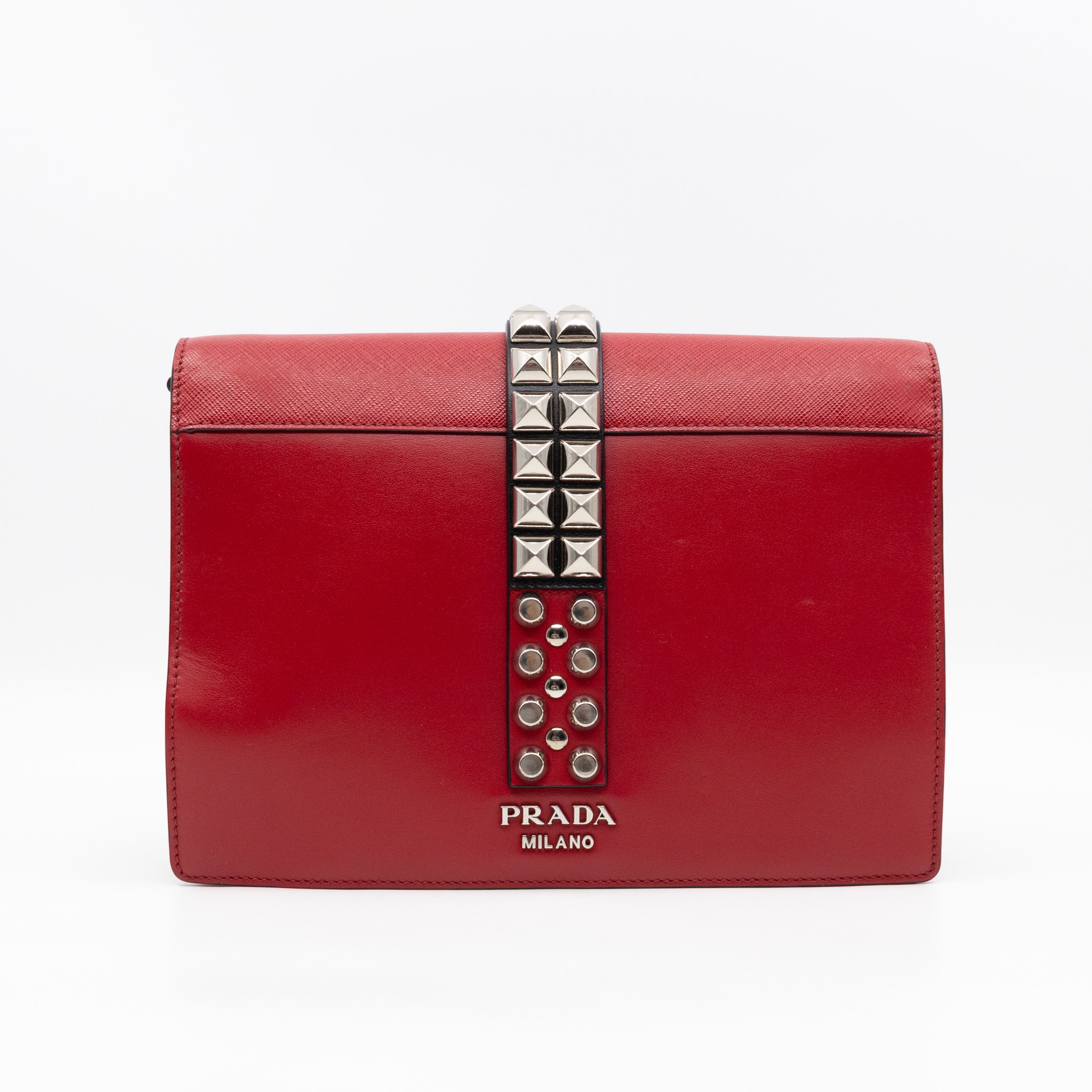 Elektra Studded Small Crossbody Bag Red Leather