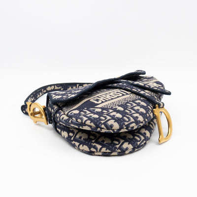Saddle Bag Dior Oblique Embroidery with Canvas Shoulder Strap