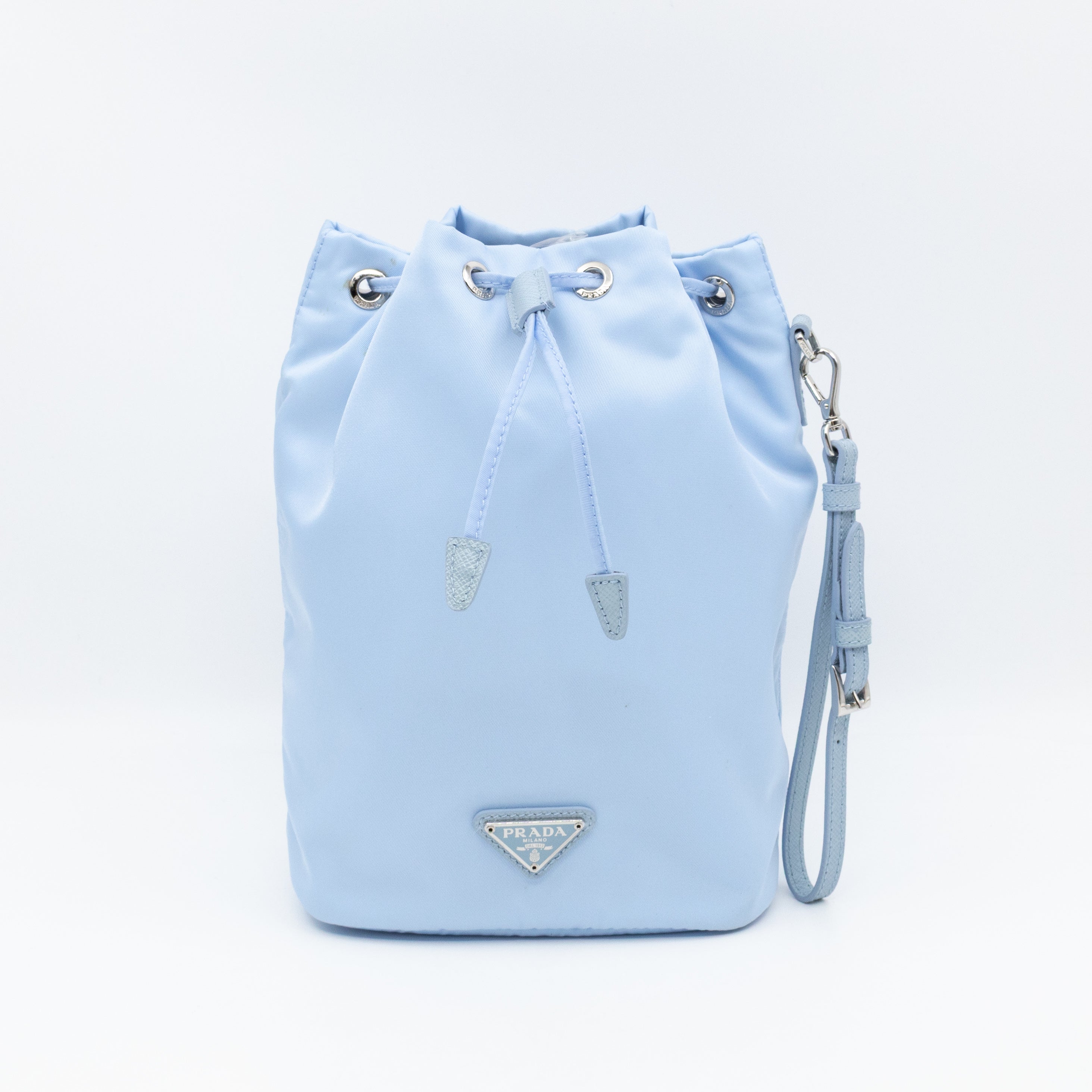 Re-Nylon Mini Pouch Light Blue Fabric