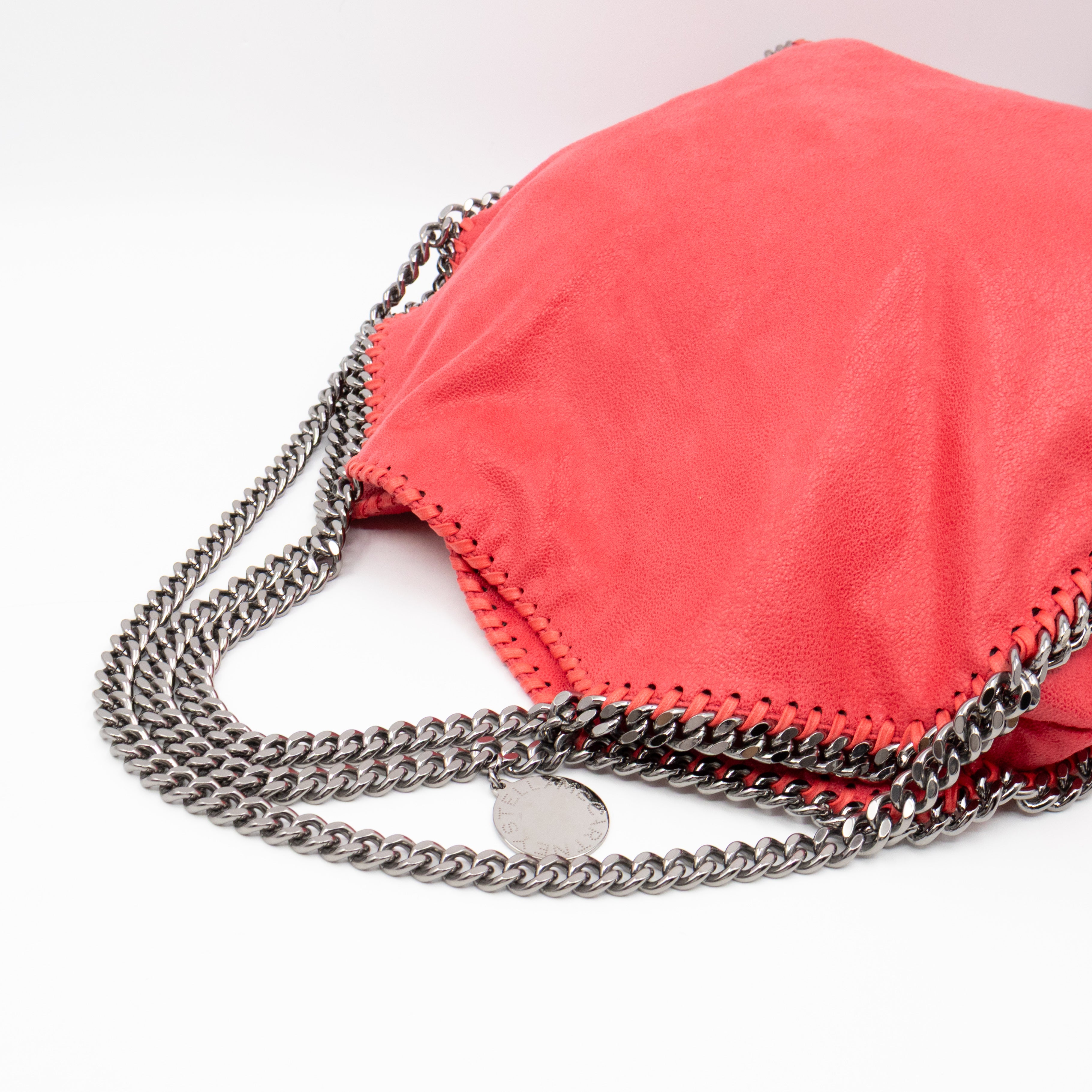 Falabella Fold Over Tote Coral Silver