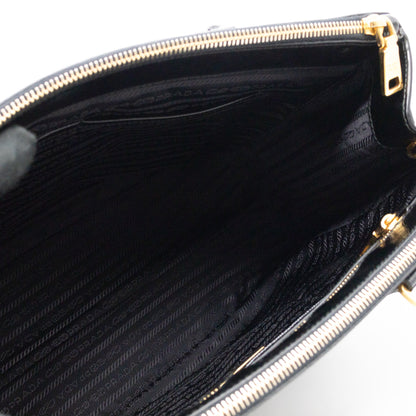 Galleria Double Zip Large Black Saffiano Leather