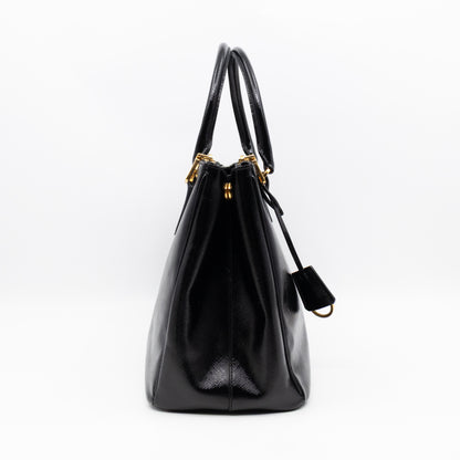Galleria Double Zip Large Black Saffiano Leather