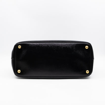 Galleria Double Zip Large Black Saffiano Leather