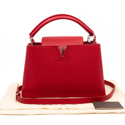 Capucines MM Red Taurillon Leather
