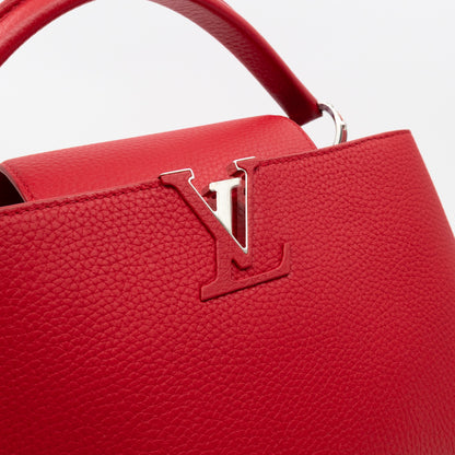 Capucines MM Red Taurillon Leather