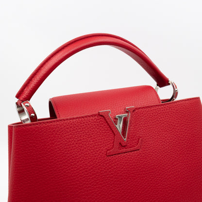 Capucines MM Red Taurillon Leather
