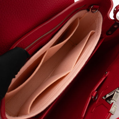 Capucines MM Red Taurillon Leather