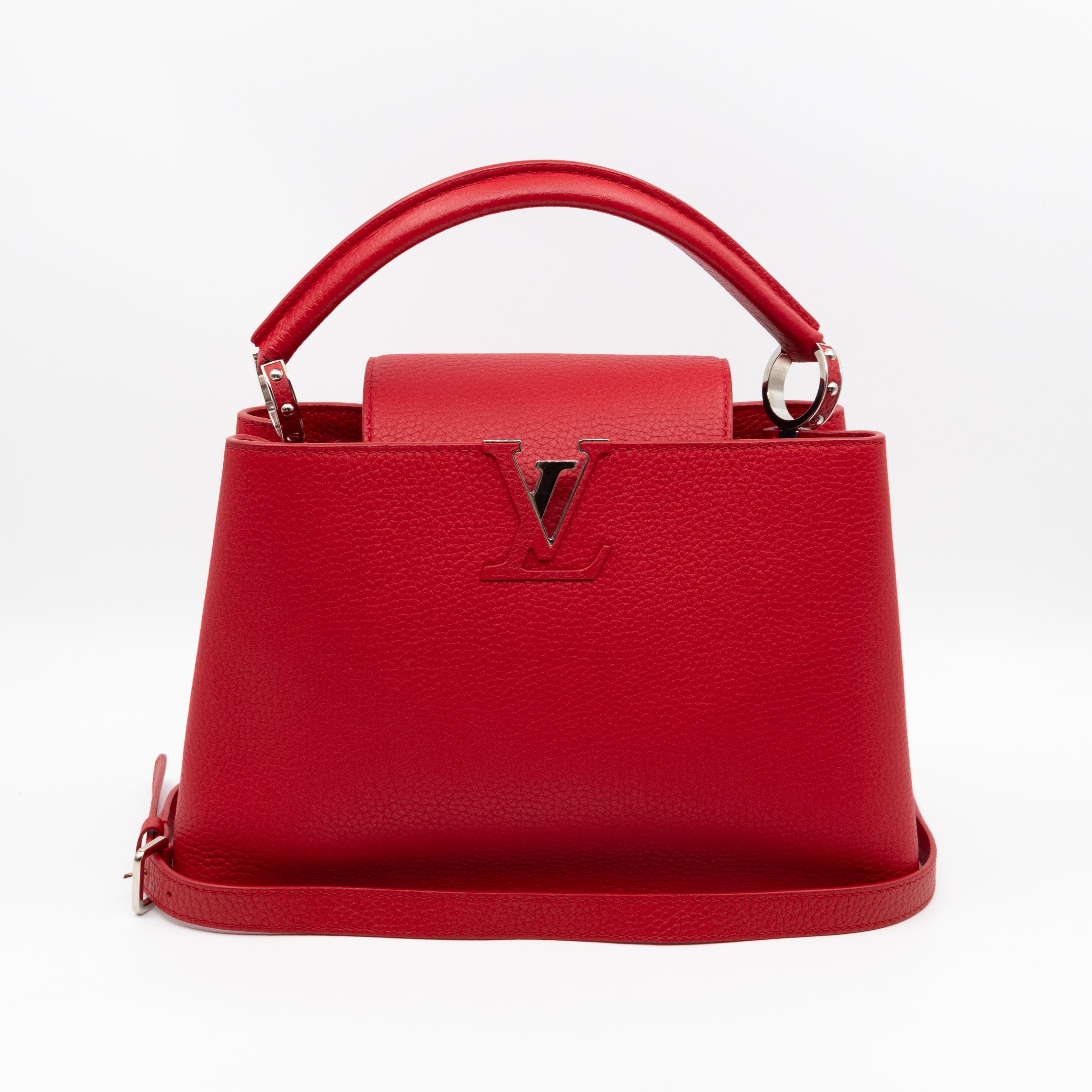 Capucines MM Red Taurillon Leather