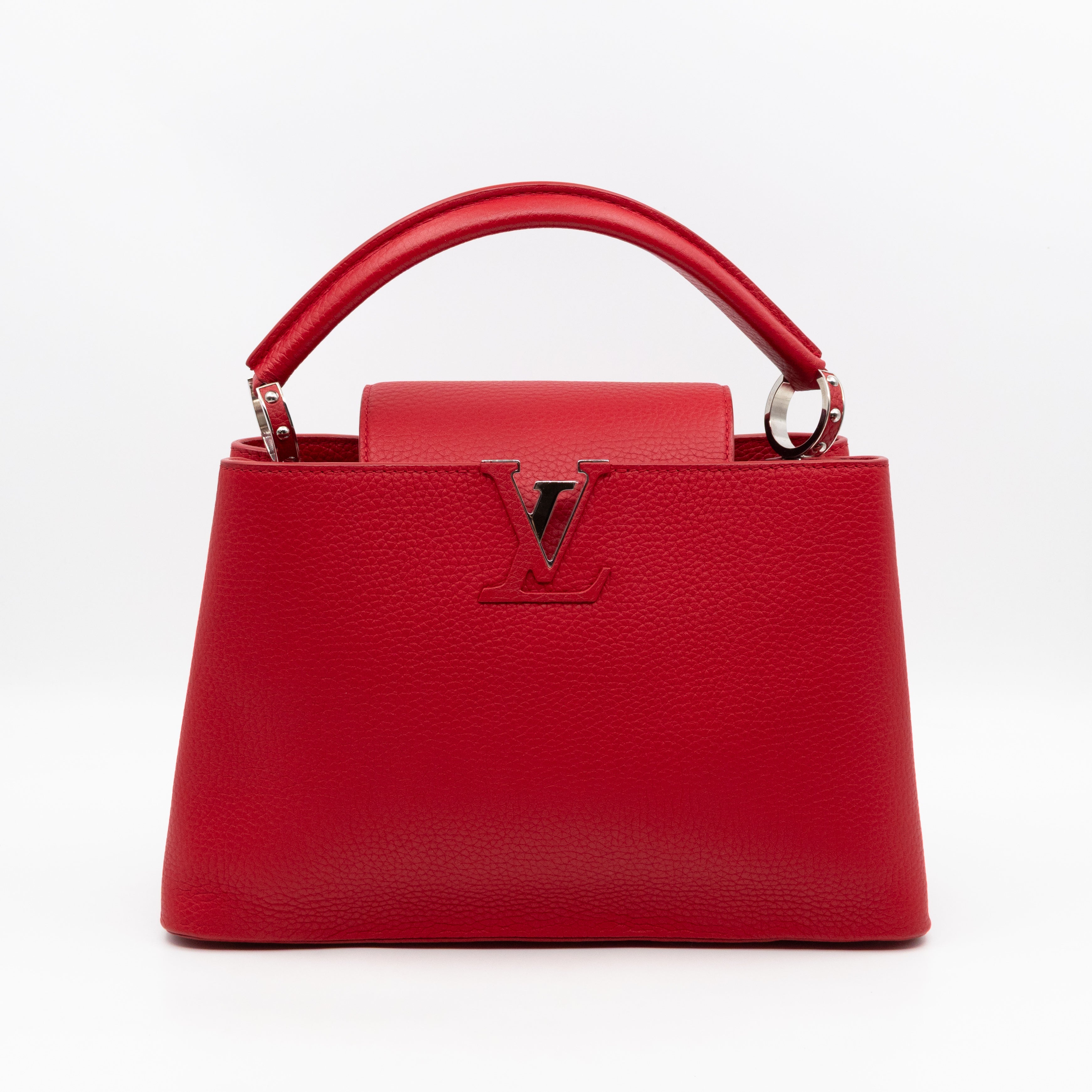 Capucines MM Red Taurillon Leather