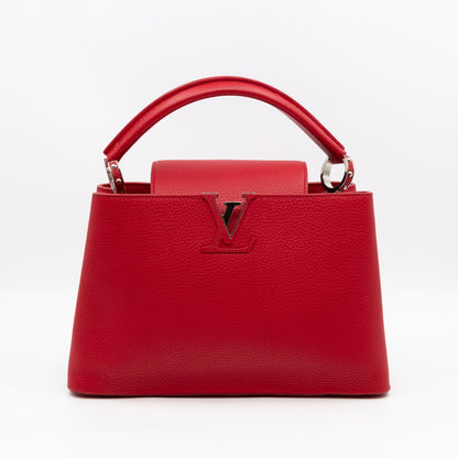 Capucines MM Red Taurillon Leather