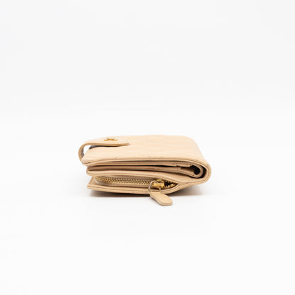 L-Zip French Wallet Beige Caviar Gold