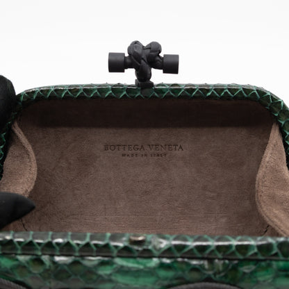 Knot Clutch Green Snakeskin Black Passamaneria Woven